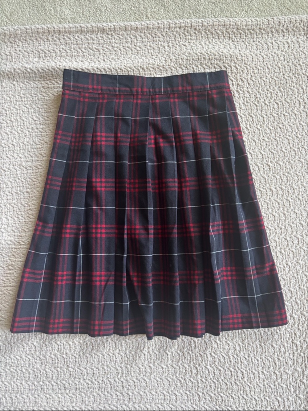 French Toast Plaid Pleated Skirt with Red and Blue